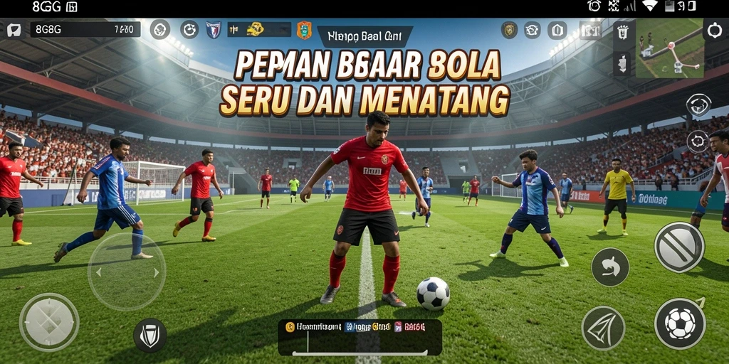 Tangkapan layar gameplay <strong>8G8G</strong> menampilkan aksi seru di lapangan sepak bola.
