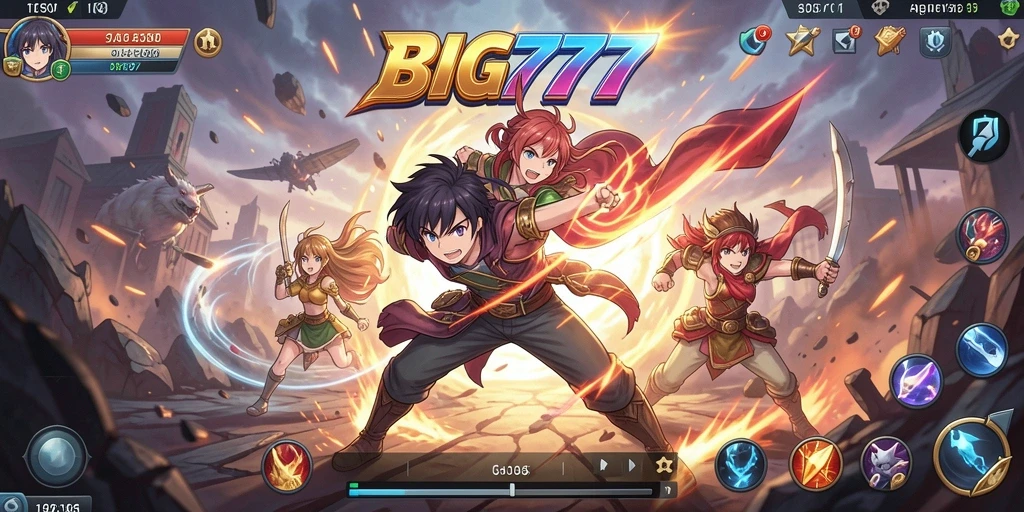 Screenshot gameplay BIG777 menampilkan aksi seru dan karakter anime yang menarik.