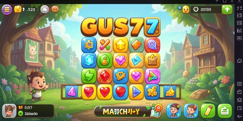 Tampilan gameplay GUS77 yang seru dalam permainan Match-3.