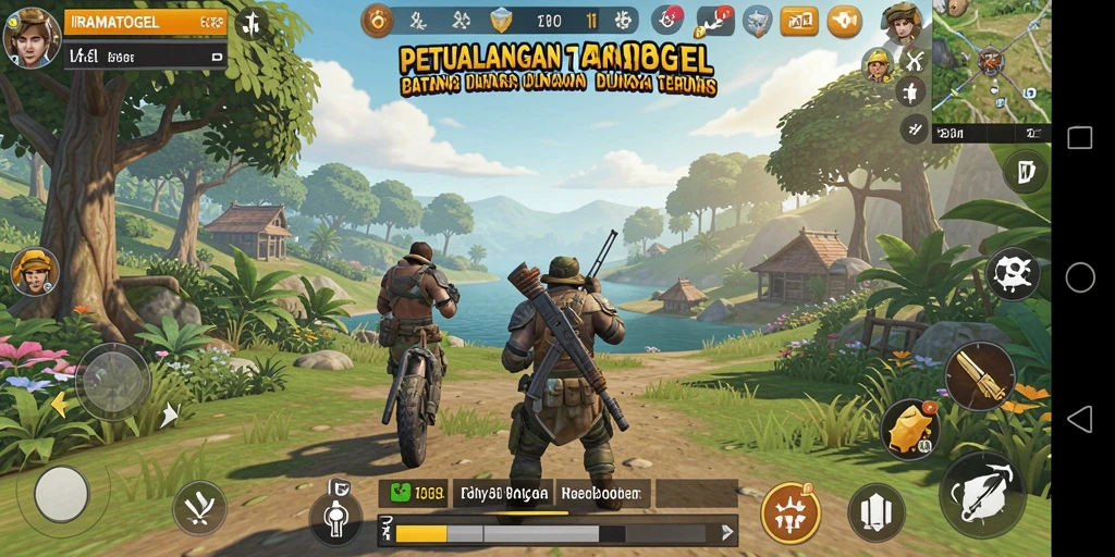 Screenshot gameplay IRAMATOGEL menampilkan eksplorasi dunia terbuka yang luas dan dinamis.