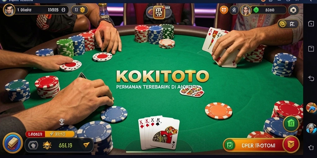 Tangkapan layar gameplay KOKITOTO memperlihatkan pertarungan poker yang mendebarkan.