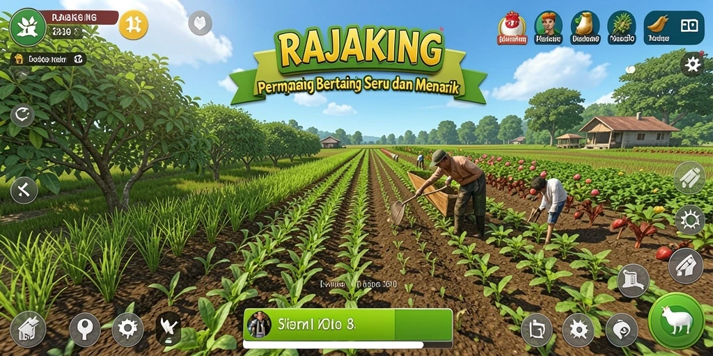 Tampilan screenshot <strong>RAJAKING</strong> menampilkan keseruan gameplay bertani.