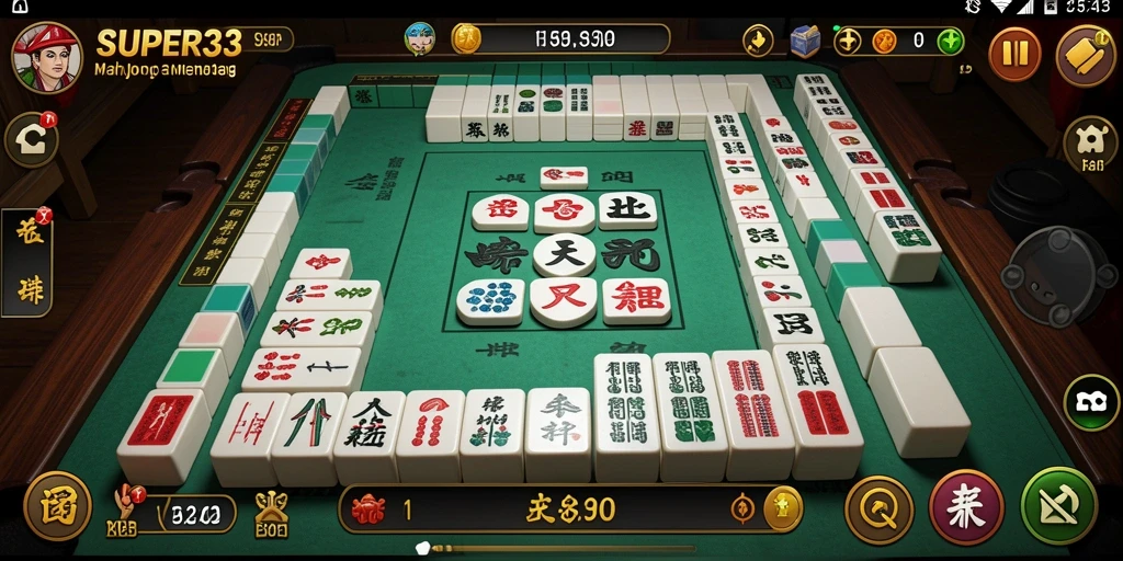 Screenshot gameplay SUPER33 menampilkan tantangan Mahjong yang menarik.