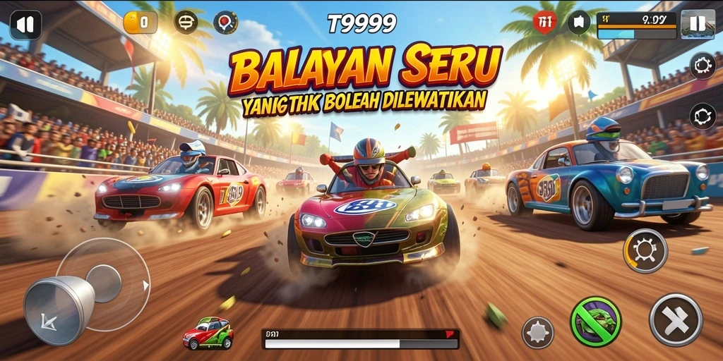 Gameplay balapan seru di T9999 dengan grafis menawan.